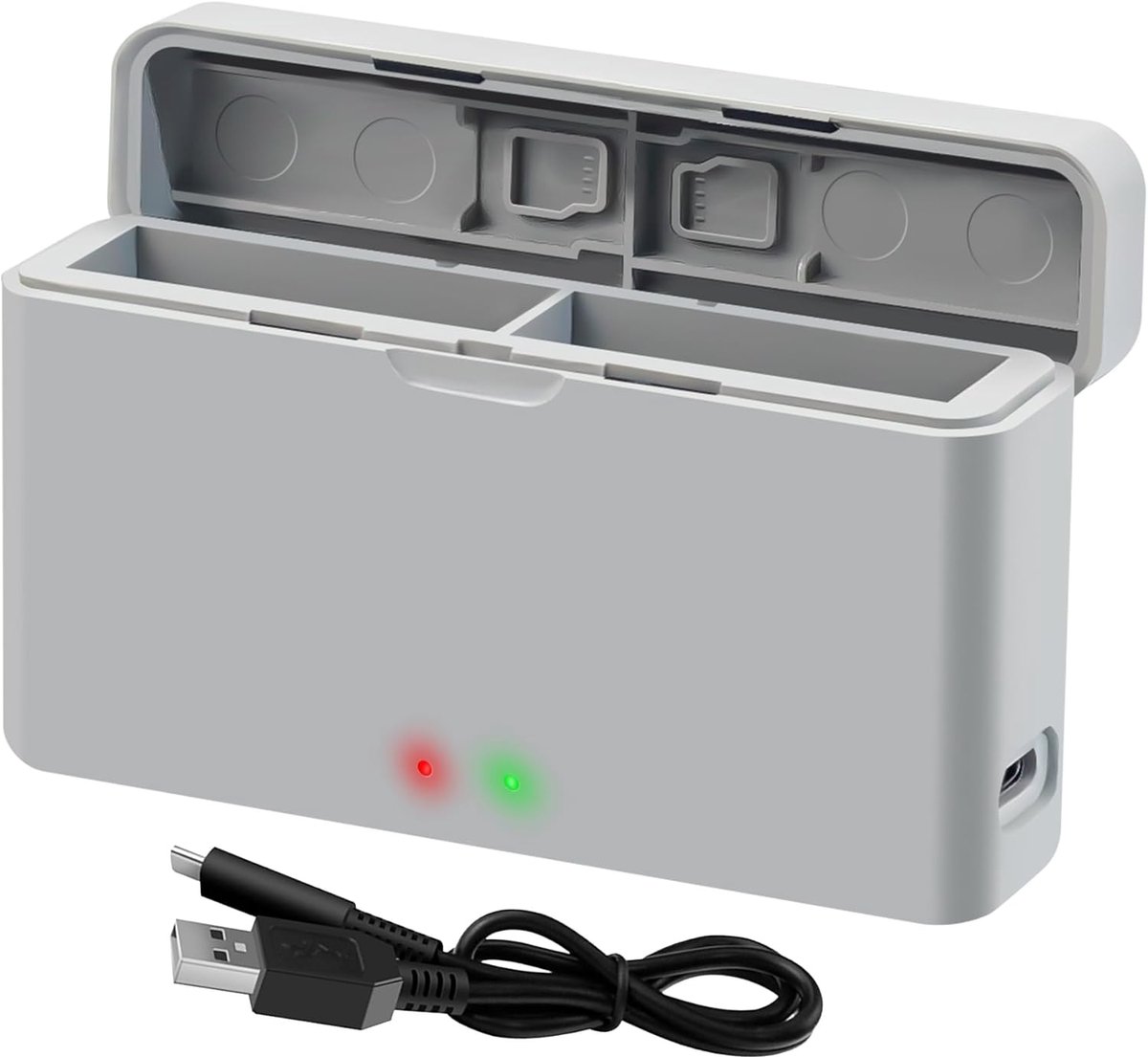 SnelShoppen - Dual Battery Charger voor Action Cameras, Oplaadstation voor 2 Batterijen, Compact en Lichtgewicht, Ideaal voor Insta360 Ace Pro 2, Ace