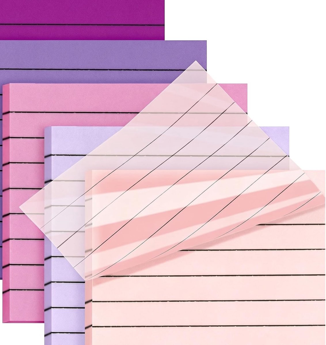SnelShoppen - 6 Blokken Zelfklevende Notities 300 Vellen 7,6 x 7,6 cm Meerkleurig Gelinieerd Notitieblok voor To-Do-Lijsten, School, Familie en Meer
