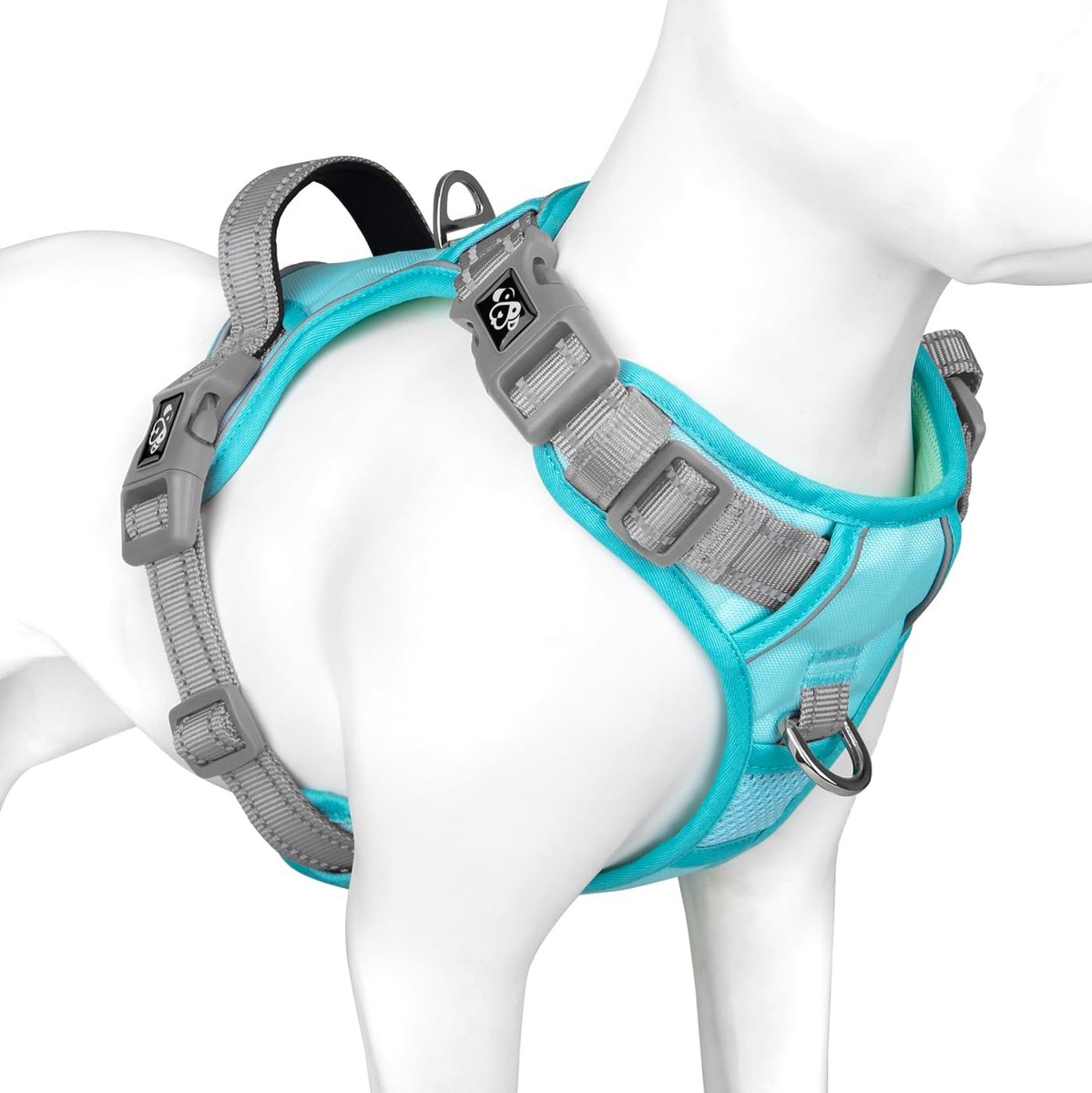SnelShoppen - PHOEPET Anti-Pull Hondentuig, Reflecterend Verstelbaar Puppy Veiligheidstuig voor Kleine, Medium en Grote Honden (M, Mint Groen met Grij