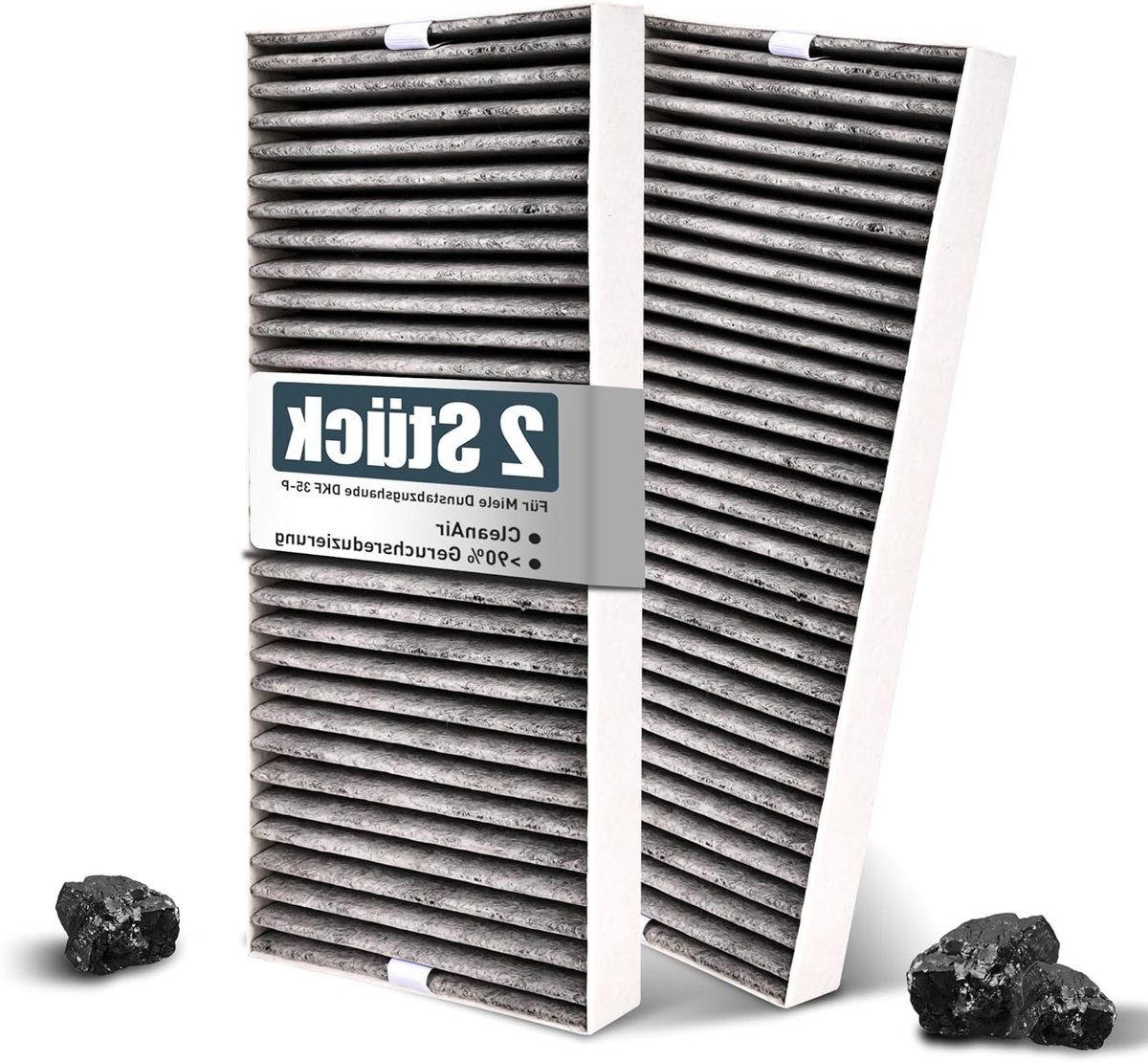 2 actieve koolstoffilters voor afzuigkap DKF 35-P, geschikt voor recirculatie, vervangingsfilters voor Miele modellen 7272, 7473, 7676, 7876 en DAC xxxx