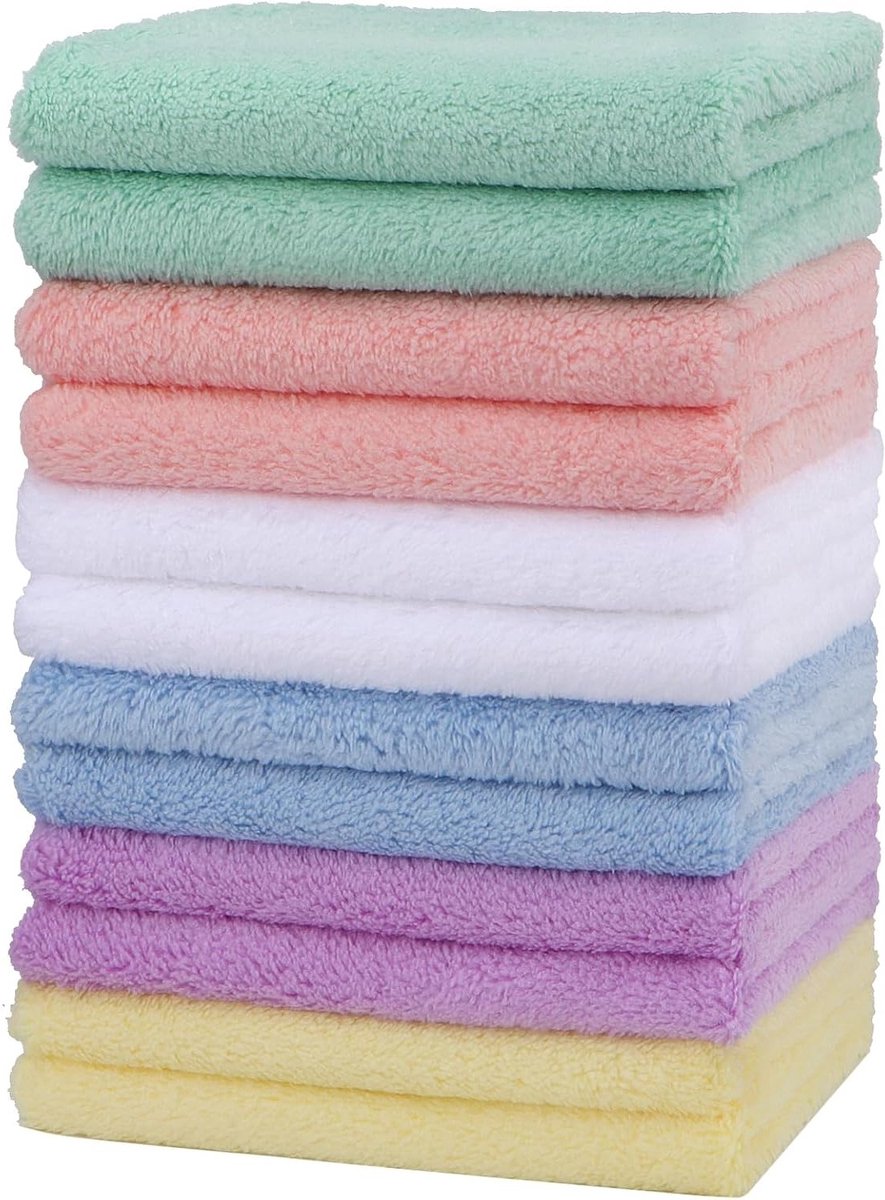 Zachte en Absorberende Baby Wasdoeken 12 Stuks - Microvezel Fleece Badhanddoeken voor Pasgeborenen en Peuters - Ideaal voor Bad en Voeden