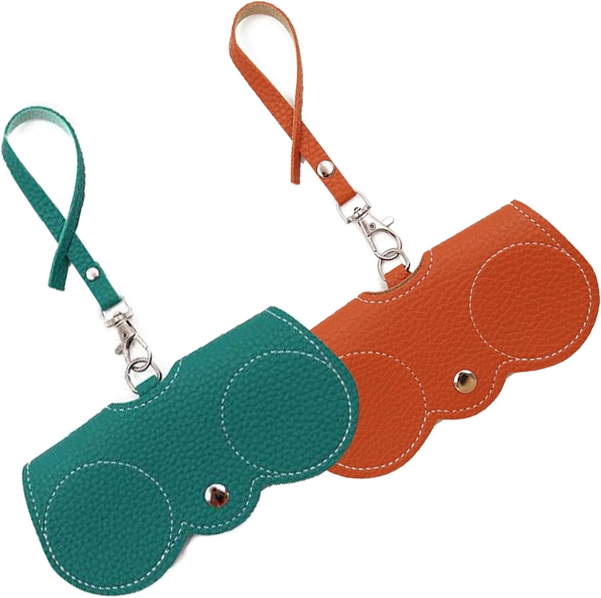 Stijlvolle en Draagbare Zonnebril Tas, Set van 2, Leren Brilhouder voor Outdoor Reizen en Organisatie van Zonnebrillen met Drukknoop en Polsbandje
