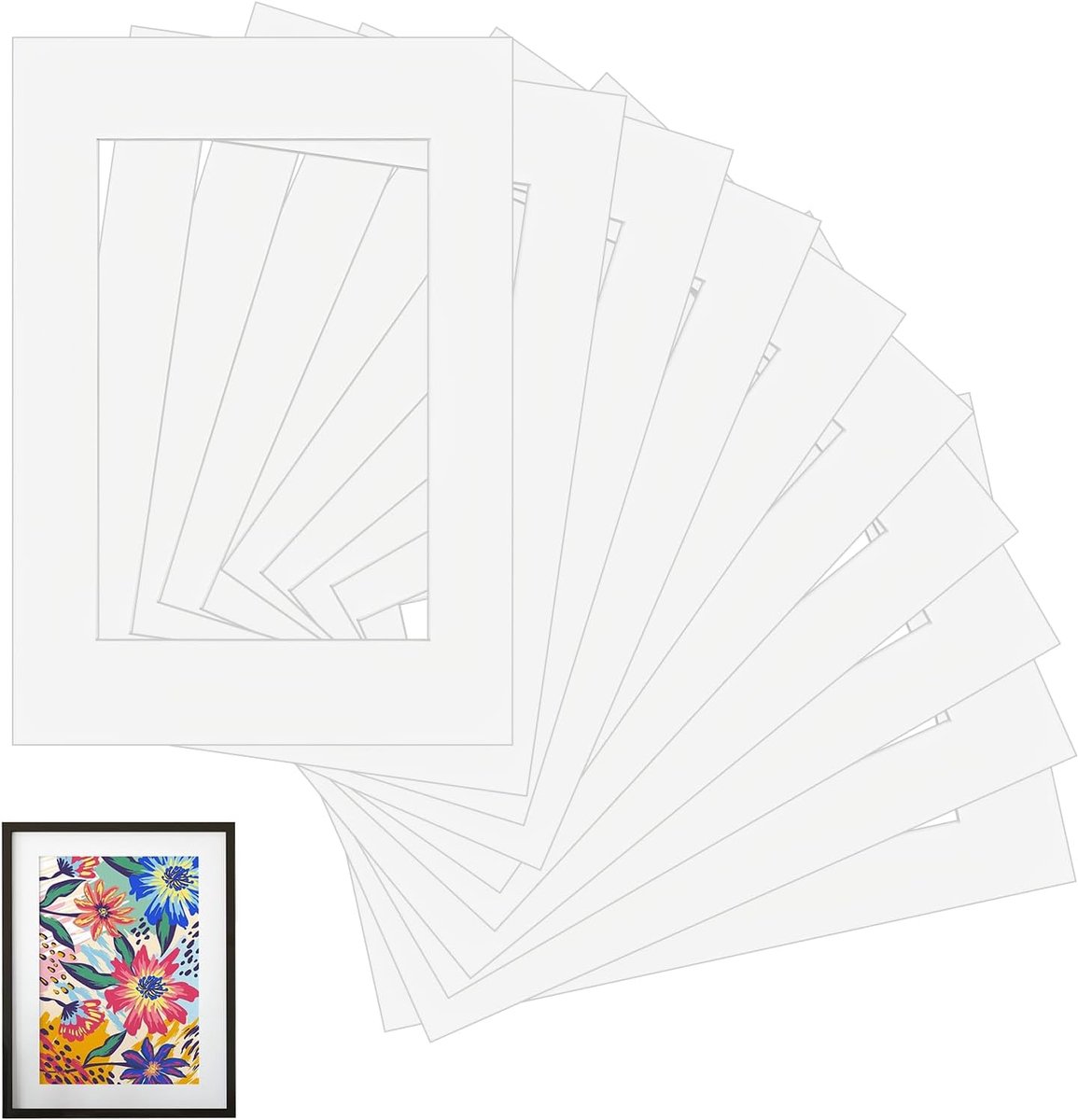 SnelShoppen - Pack van 10 A3 Witte Passe-Partouts voor Fotolijsten - Perfect voor Foto's en Posters - Duurzaam Karton - 15 x 20 cm