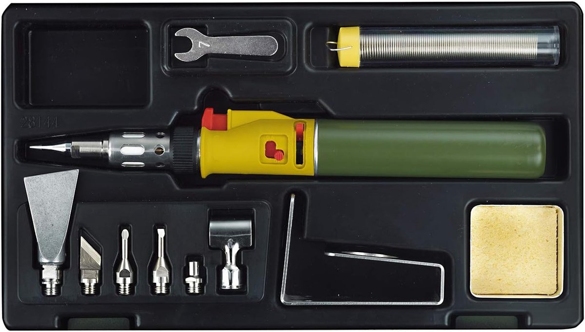 SnelShoppen - Soldering iron/MICROFLAM gas set MGS met accessoires, voor solderen, branden, snijden, crimping, tot 1.300°C, veilig, elektronisch, veel