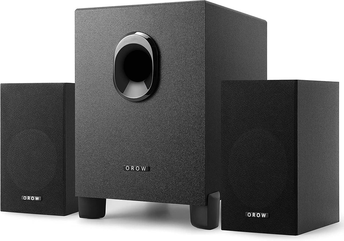 SnelShoppen - 16W 2.1 PC Speakers met Subwoofer, USB Powered, HI-FI Stereo Geluid, Sterke Bass, Houten Behuizing, Ideaal voor Gaming en Computergebrui