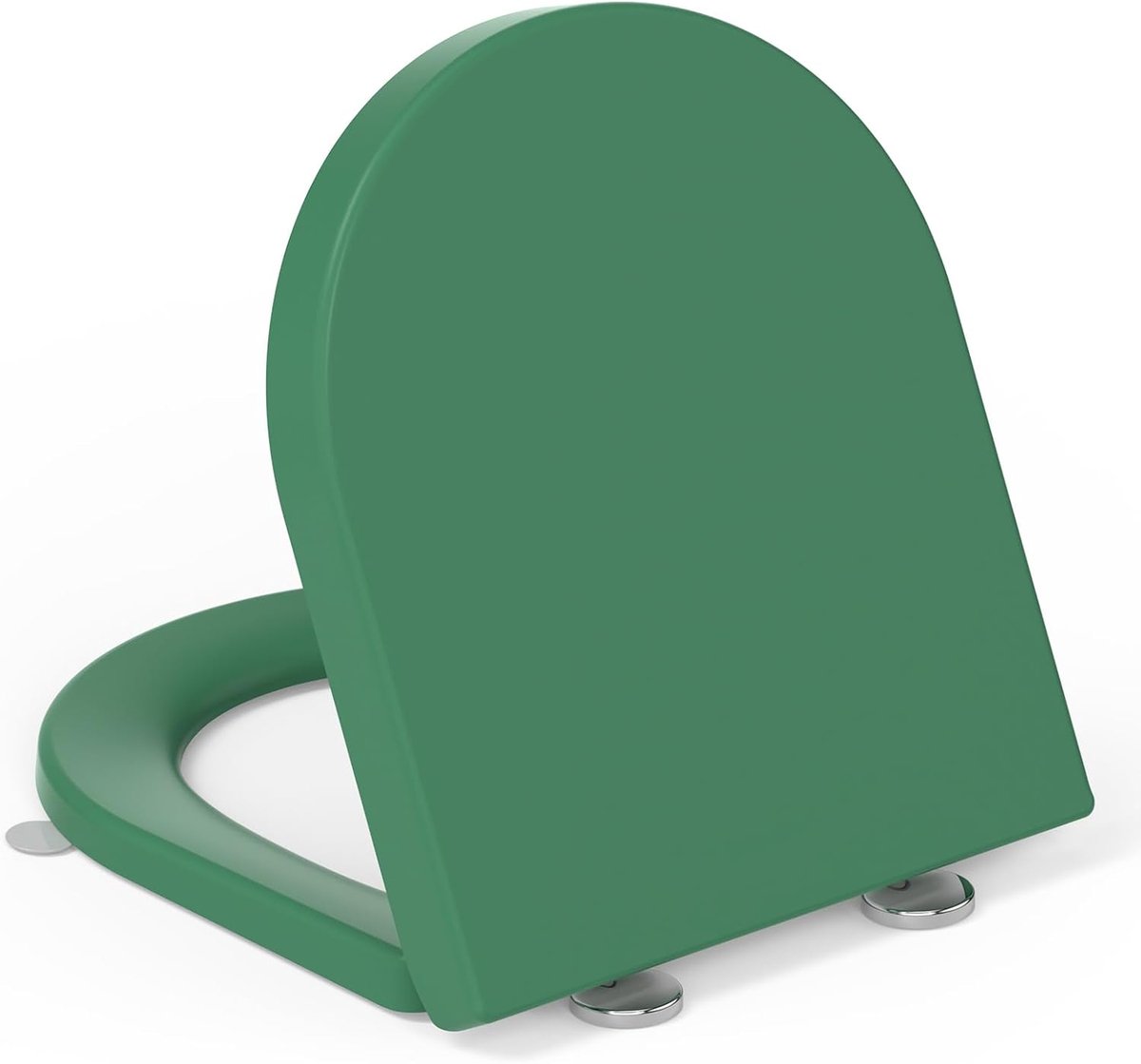 SnelShoppen - D-vormige Toiletbril met Softclose, Universele Toiletdeksel, Geluidsloze Sluiting, Groene Toiletzitting, 42.5 x 36.3 x 4.8 cm - Duurzaam