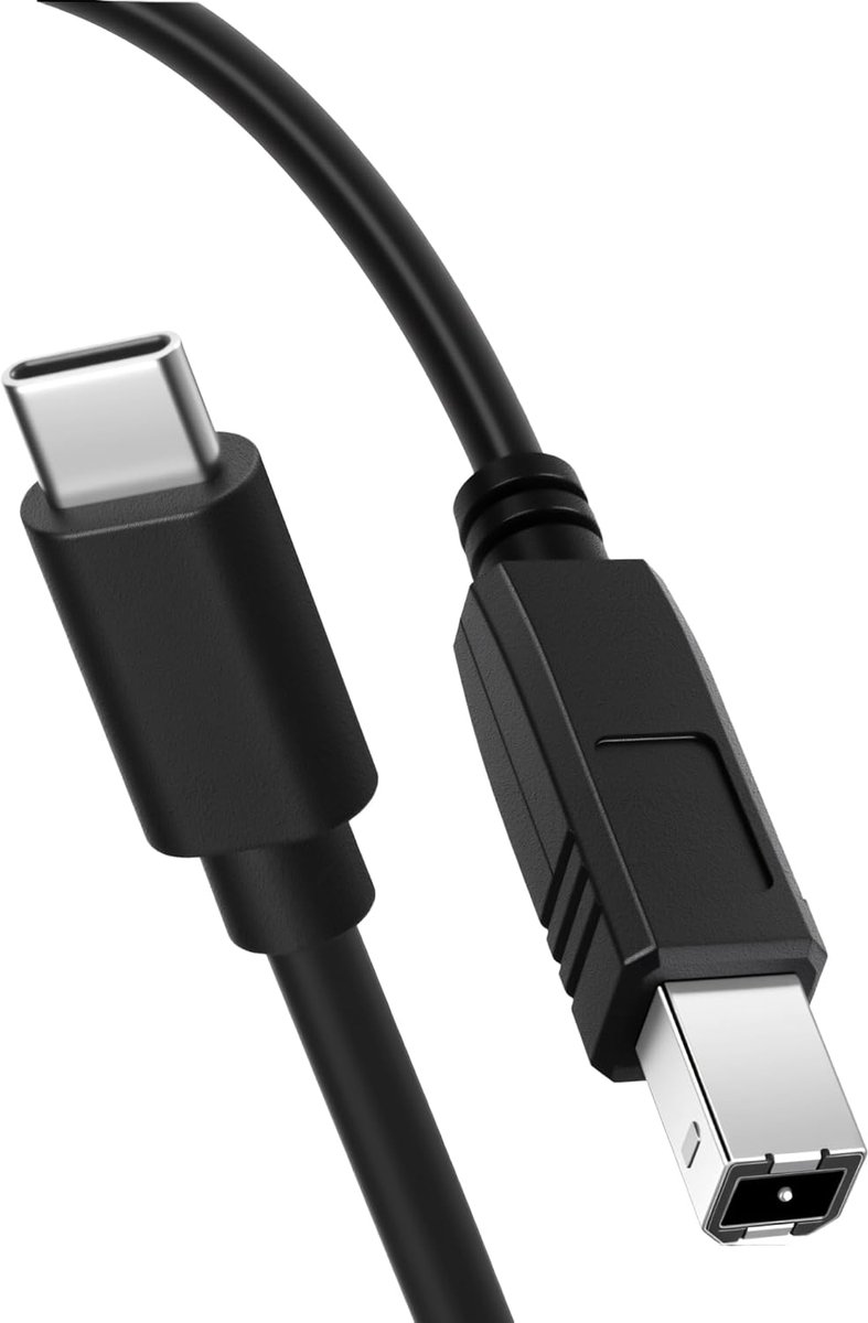 SnelShoppen - USB C Printer Kabel 2m 2-pack, Flexibele Type B naar Type C MIDI Kabel, Compatibel met Digitale Piano's, DJ Controllers, Scanners en Mee
