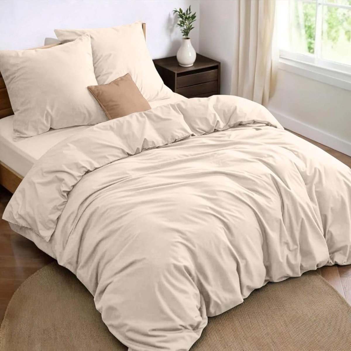 SnelShoppen - Dreamzie Beddenset 140x190 cm Microvezel - 4-delige Dekbedovertrekset 240x220 cm + Hoeslaken 140x190 cm + 2 Kussenslopen 65x65 cm - Oeko