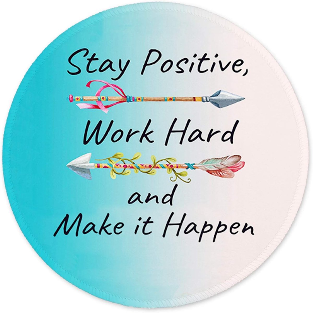 SnelShoppen - Premium Mouse Pad met Stitched Edge, Rond, Waterdicht, Antislip Rubber, Inspirerende Quotes, Desk Accessoires, Laptop & PC, Ideaal voor