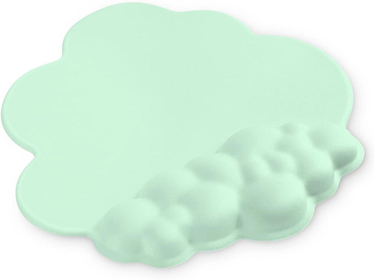 SnelShoppen - Ergonomische Cloud Mouse Pad met Polssteun - Comfortabele Gaming Mat met Antislip Ondergrond - Lichtgroen - Ideaal voor Typen en Gamers