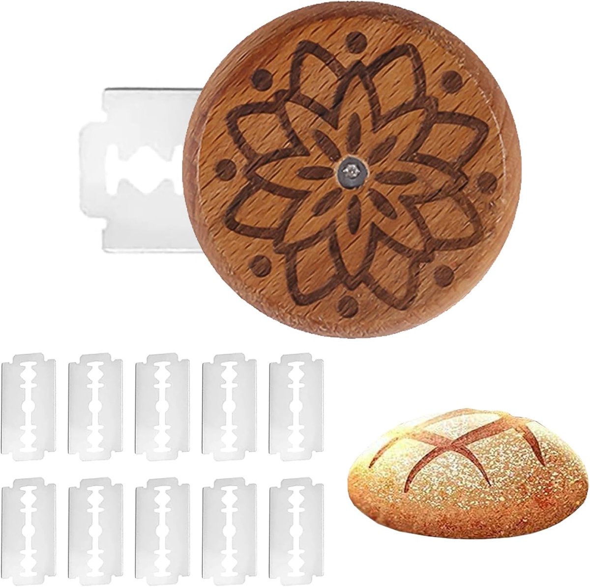 SnelShoppen - Bread Slicer Set, 10-delige Messenset, Ronde Broodmes, Hoogwaardige RVS, Perfect voor Baguette, Europees Brood en Rustiek Brood, Keuken
