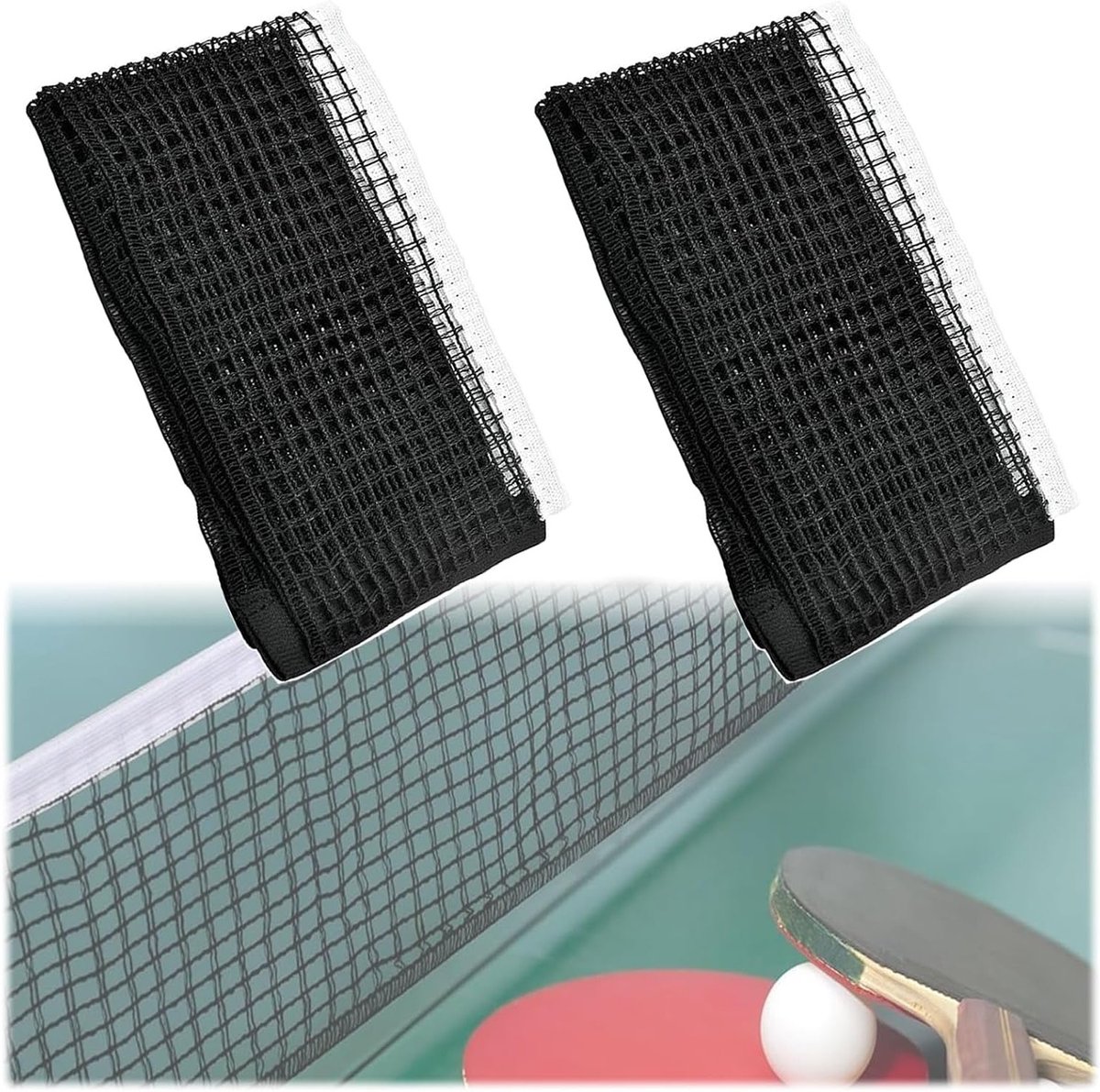 Draagbaar tafeltennisnet 180 x 15 cm, geschikt voor binnen en buiten, 2 stuks, ideaal voor tafeltennisplezier en competitie