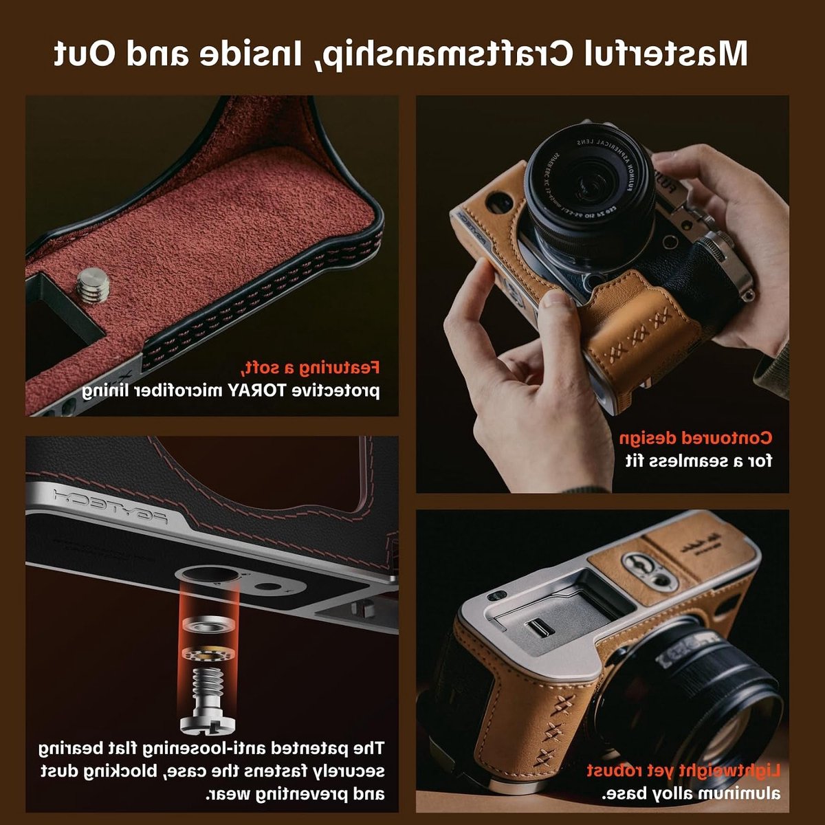 Lederen cameratas voor Fujifilm X-T50 - Bescherming, Stijl en Functionaliteit voor Fotografie thumbnail 5
