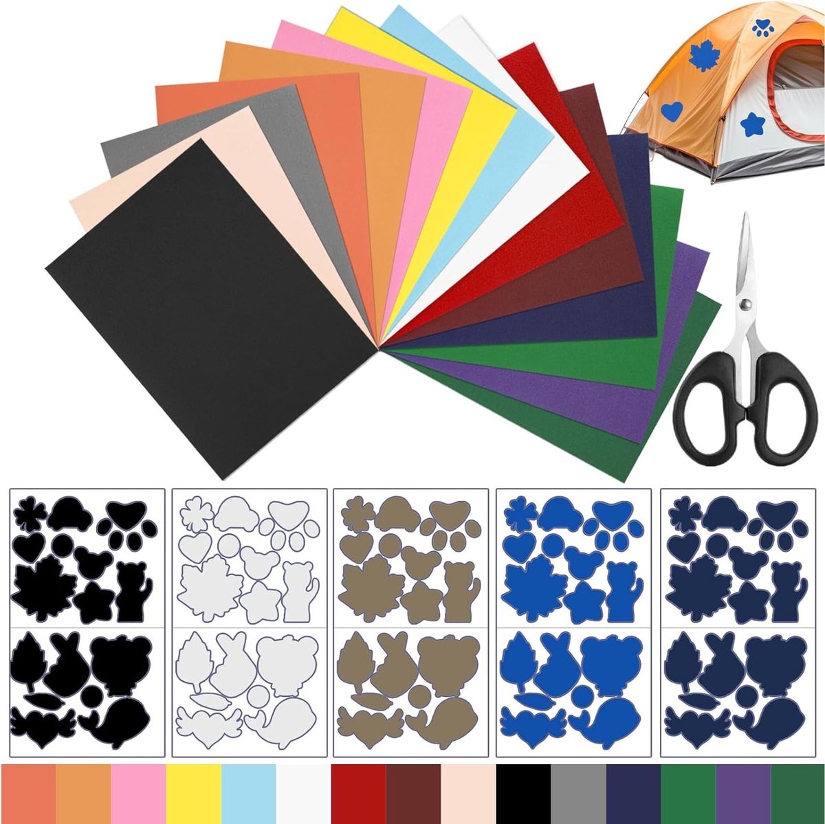 Nylon Reparatieset - Stof Patches - Kleding Repareren - Zelfklevend Waterdicht - 20 Vellen - Meerkleurig