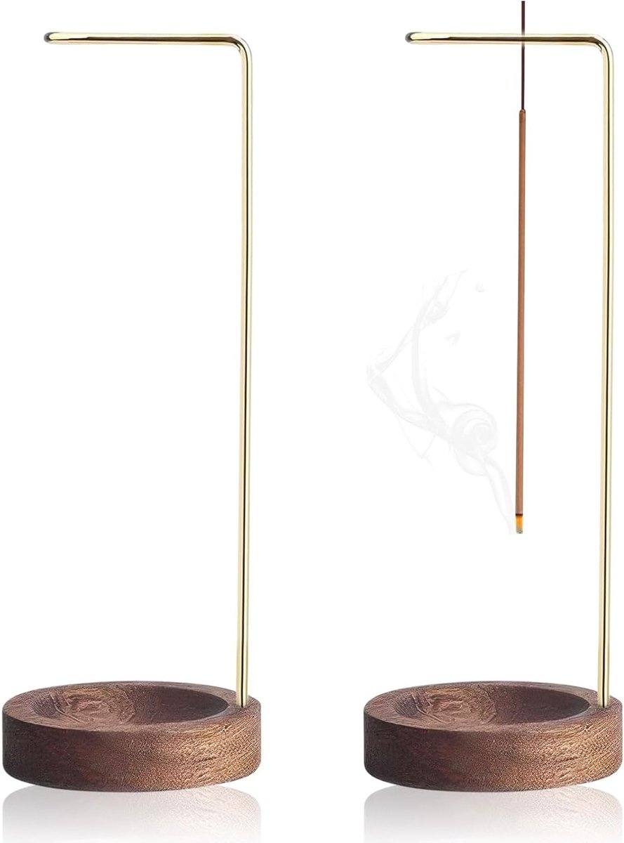 Ronde Houten Wierookhouder voor Thuis, Meditatie en Yoga - Set van 2 Wierookbranders voor Decoratie en Ontspanning