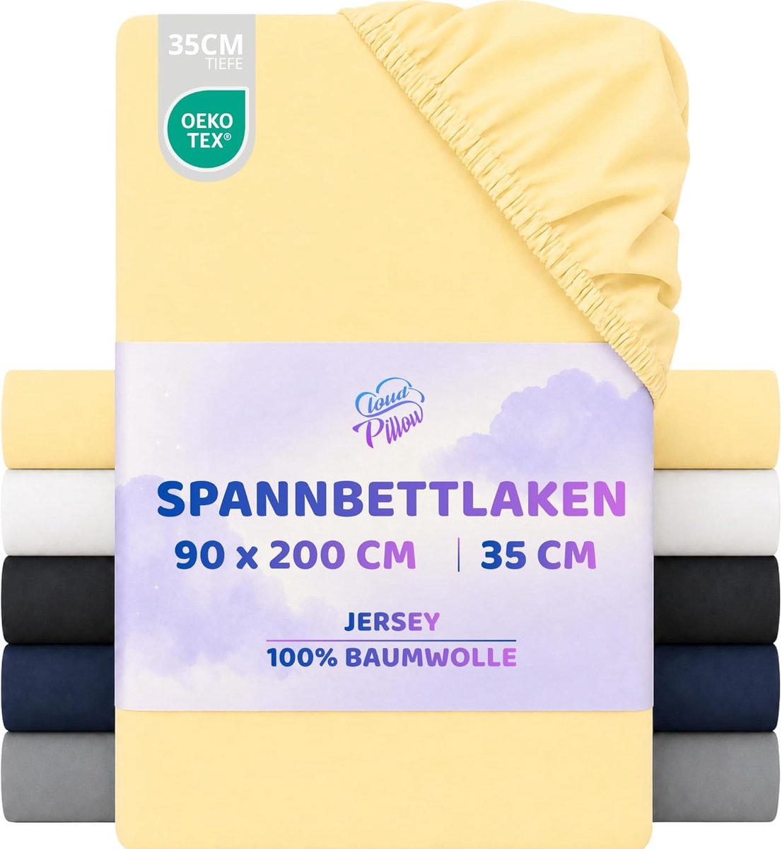 SnelShoppen - Fitted Sheet 90x200 cm Jersey Hoeslaken voor Hoge Matrassen - 100% Katoen, Elastisch, Tot 35 cm, 160 g/m², OEKO-TEX Standaard 100