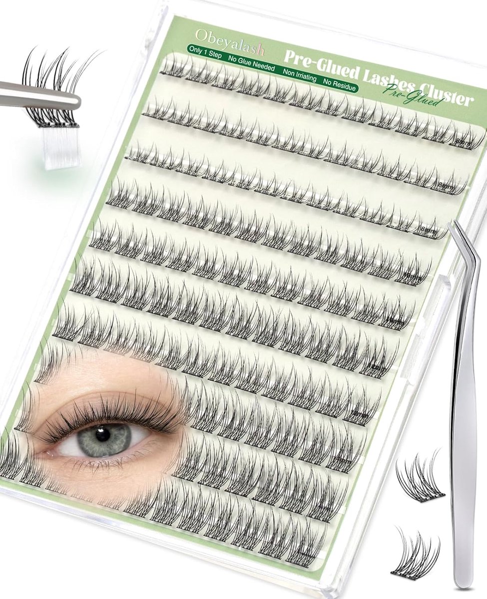 SnelShoppen - Zelfklevende Cluster Wimpers, Natuurlijke C Curl 8-14 mm, Geen Lijm Nodig, DIY Wimperextensions met Pincet, Ideaal voor Feest en Dagelij