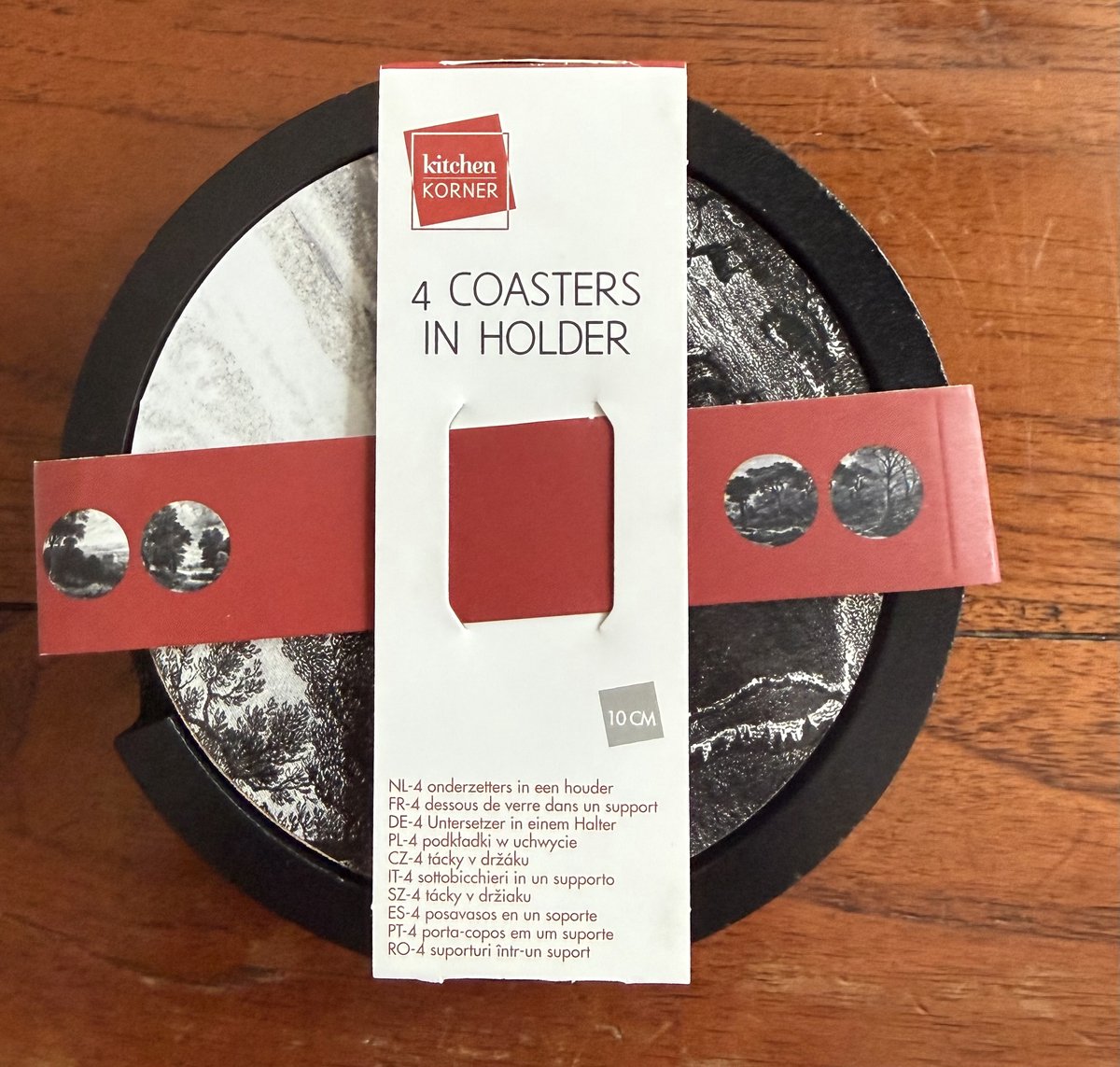 Bekeronderzetters, accessoires voor de keuken en de woonkamer, 4 stuks in houder