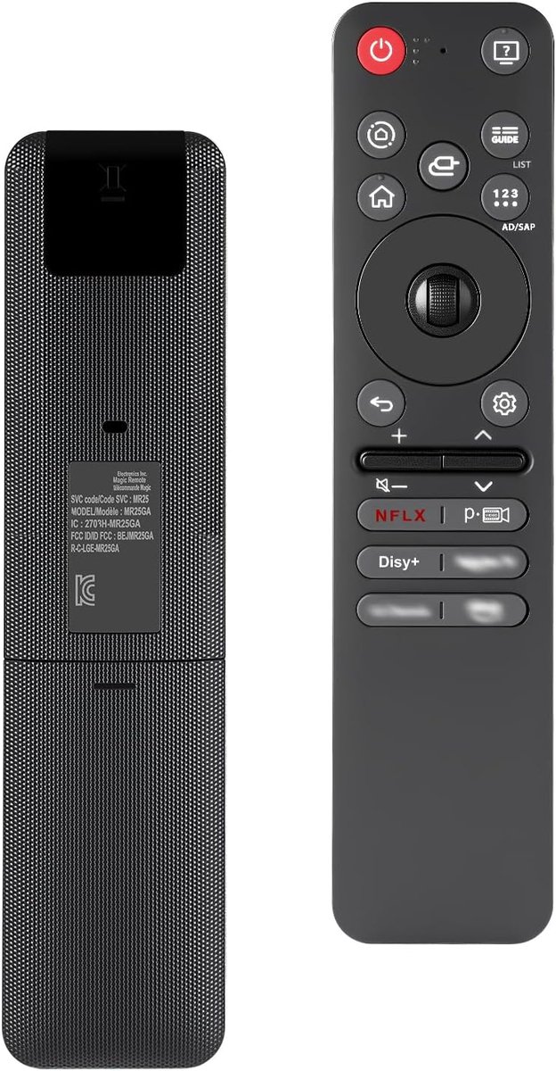 SnelShoppen - Universele Afstandsbediening MR25GA voor LG TV - Vervangende Remote Control voor OLED, QNED, UHD, LED, LCD Smart Televisies - 10 Meter B