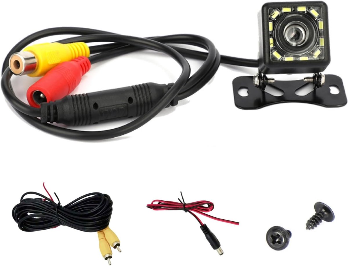 SnelShoppen - Achteruitrijcamera Auto met Nachtzicht, IP67 Waterdicht, 170° Groothoek, 12 LED's, Hoge Resolutie voor Veilig Parkeren