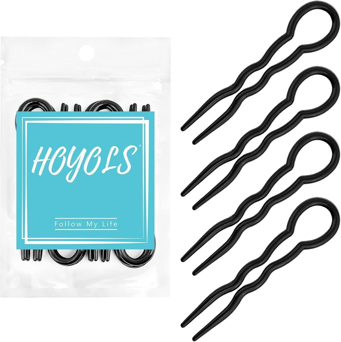 SnelShoppen - 12 Stuks 3.5" Franse Haarspelden - U-vormige Haarstokken van Cellulose Acetaat voor Opsteken en Chignon - Lichtgewicht en Haarvriendelij