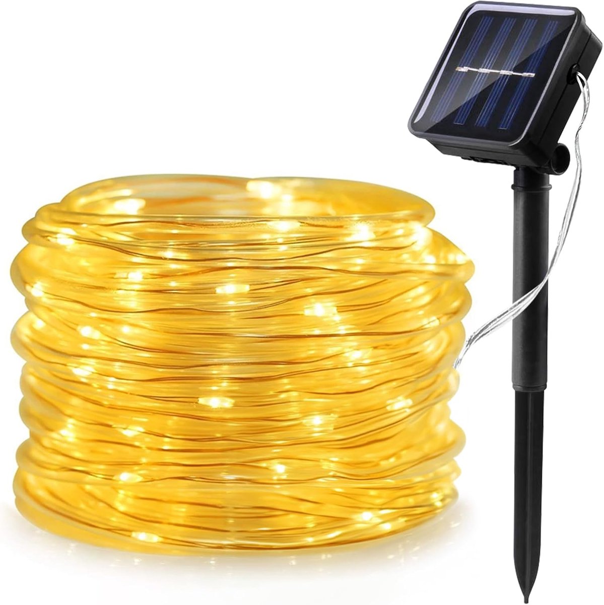 SnelShoppen - Solar Fairy Lights 12 m 100 LED Tuinverlichting Waterproof Koper Draad Solar Decoratie met 8 Modi voor Feesten, Trouwen, Tuin, Camping