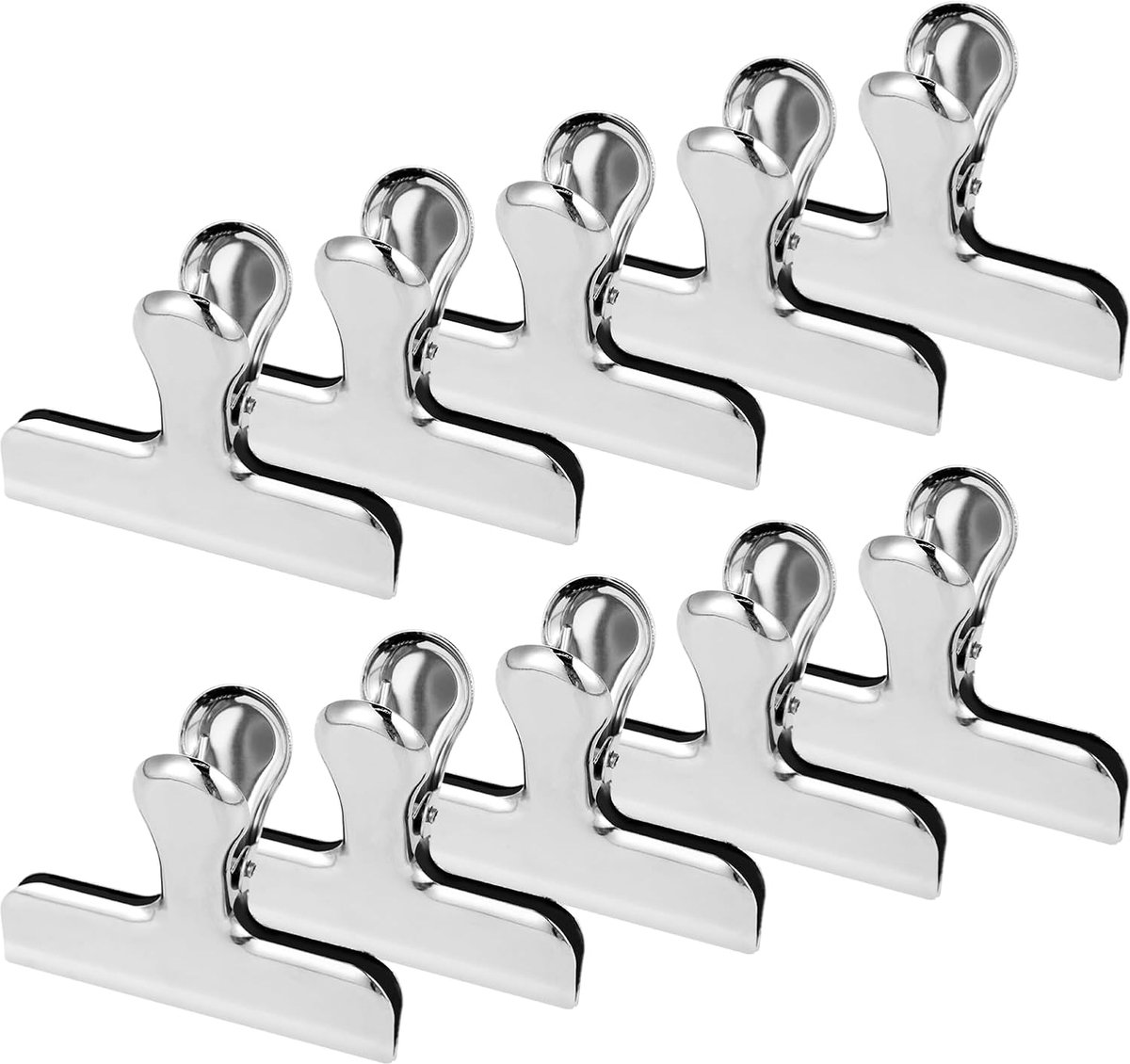 SnelShoppen - 10 Pcs Grote Metaal Klemmen, Roestvrijstalen Lock Clips, Sterke Veerkracht, Ideaal voor Keuken, Kantoor en School (77mm)
