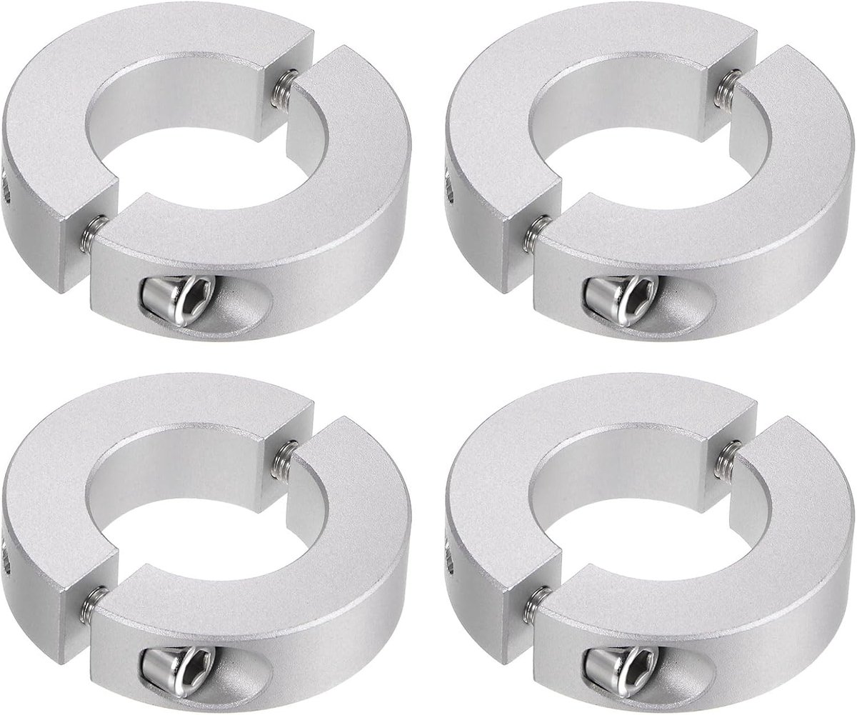 SnelShoppen - 4x Dubbele Kraag Asbeugel 25mm Schroefklem Set - 45mm OD - 12mm Breed - Aluminium Legering - Voor Positionering en Mechanische Stops - I