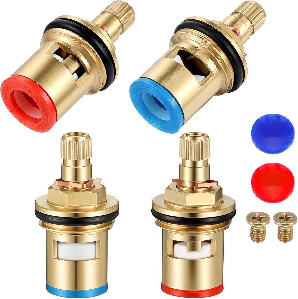 SnelShoppen - 1 Paar Universele Waterkraan Vervangingskleppen, 1/2 Inch Messing Waterklep met Keramisch Schijf en Schroef, Ideaal voor Keuken en Badka