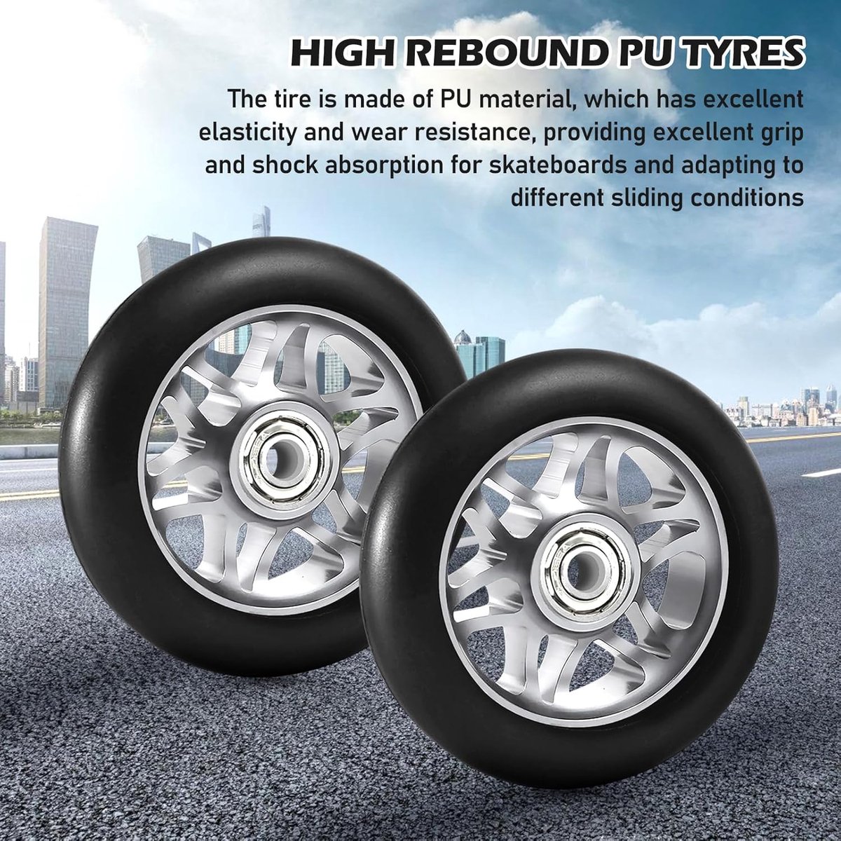 SnelShoppen - Stunt Scooter Wielen 100 mm - 2x Reservewielen met ABEC 9 Lager - Aluminium Spoke Core - Ideaal voor Extreme Scooters en Rocking Cars