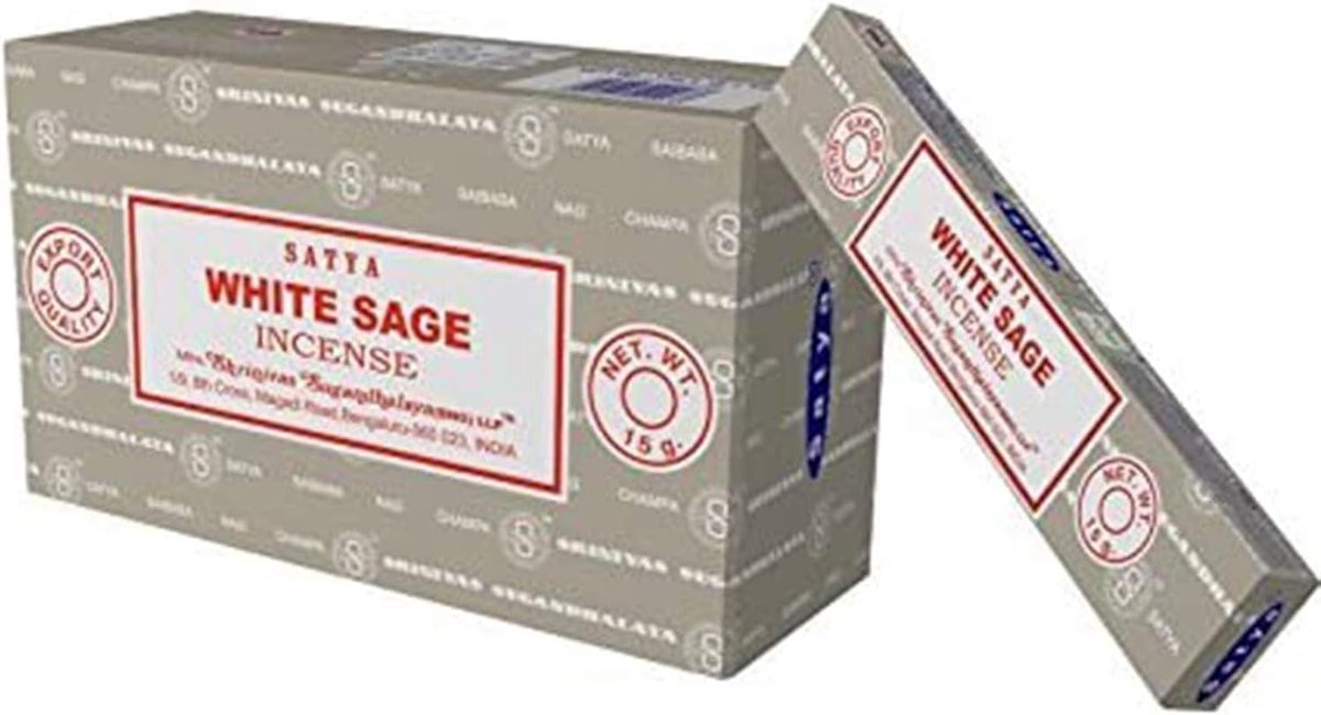 SnelShoppen - Satya Nag Champa Witte Salie Wierookstokjes - 12 Pakken x 15g - Aromatische Geuren voor Meditatie, Ontspanning en Feestelijke Gelegenhed