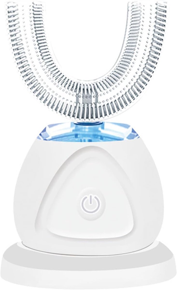 U-vormige Elektrische Tandenborstel, Tandenborstels Voor Mondreiniging, Automatische Elektrische Tandenborstel met U-vormige Borstels, Siliconen Whitening Tandenborstel,（Wit）