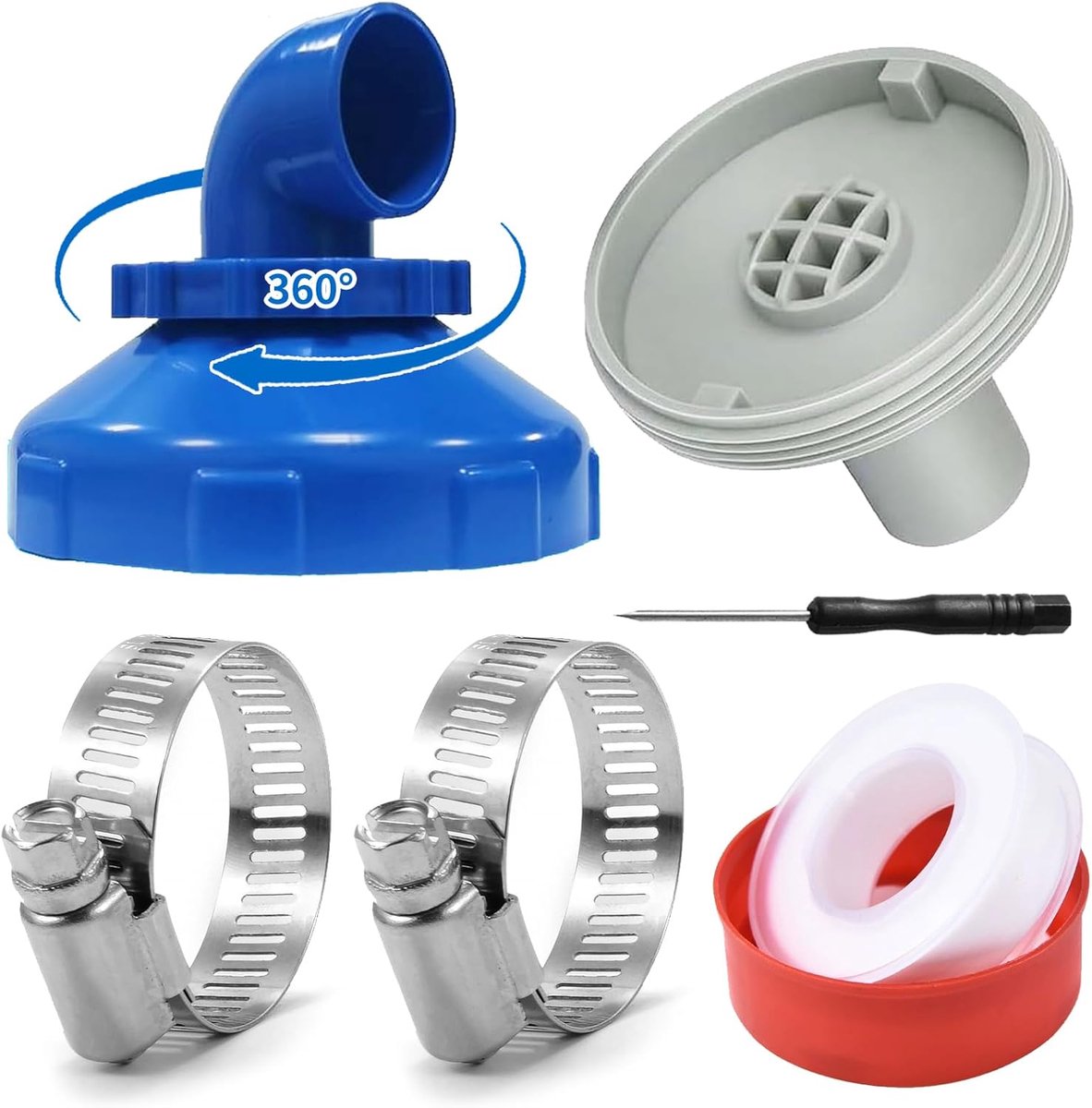 SnelShoppen - Pool Inlet Nozzle 360° Rotatable, Verstelbare Nozzle Head 32/38mm, Accessoires voor Zwembad, Backflow Nozzle met Swivel Head, 2 Stuks +