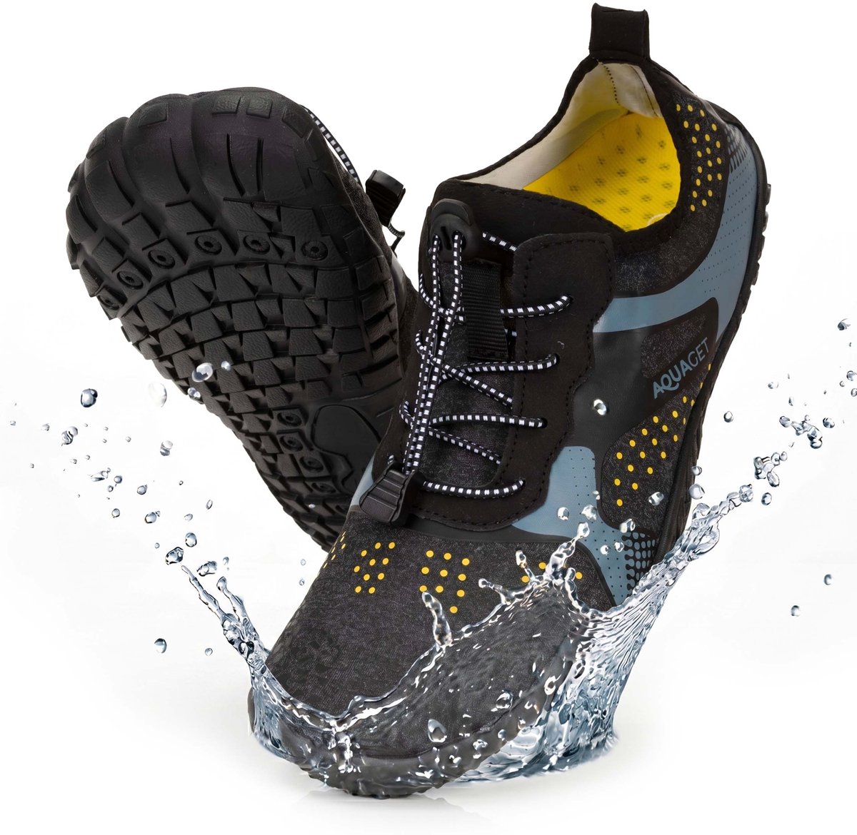 Aquaget® Waterschoenen - AQUA Shoes - Sneldrogend - Rubber - Unisex - Zwart/Blauw - Maat 45