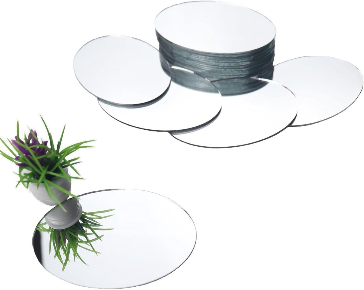 20 Stuks Spiegelglas Tegels voor Wanddecoratie, Cirkel Mozaïektegels voor Creatieve DIY Projecten en Ambachten