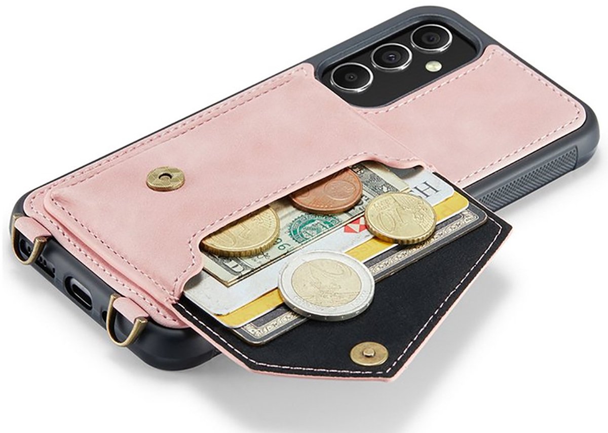 CaseMania Backcase hoesje geschikt voor Samsung Galaxy A54 - Effen Roze - Kunstleer