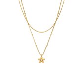 Lucardi Dames Stainless steel ketting met hanger bloem voor dames - Ketting - Staal - Goudkleurig - 47 cm