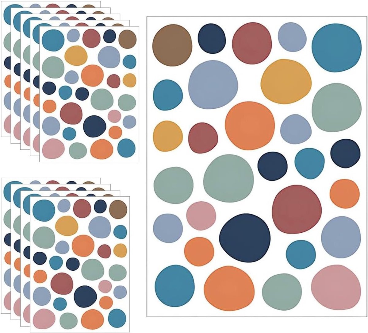 Kleurrijke Polka Dot Muurstickers - Ronde Cirkel Stickers voor Meubel, Slaapkamer en Woonkamer Decoratie - 10 Vellen met Onregelmatige Dots