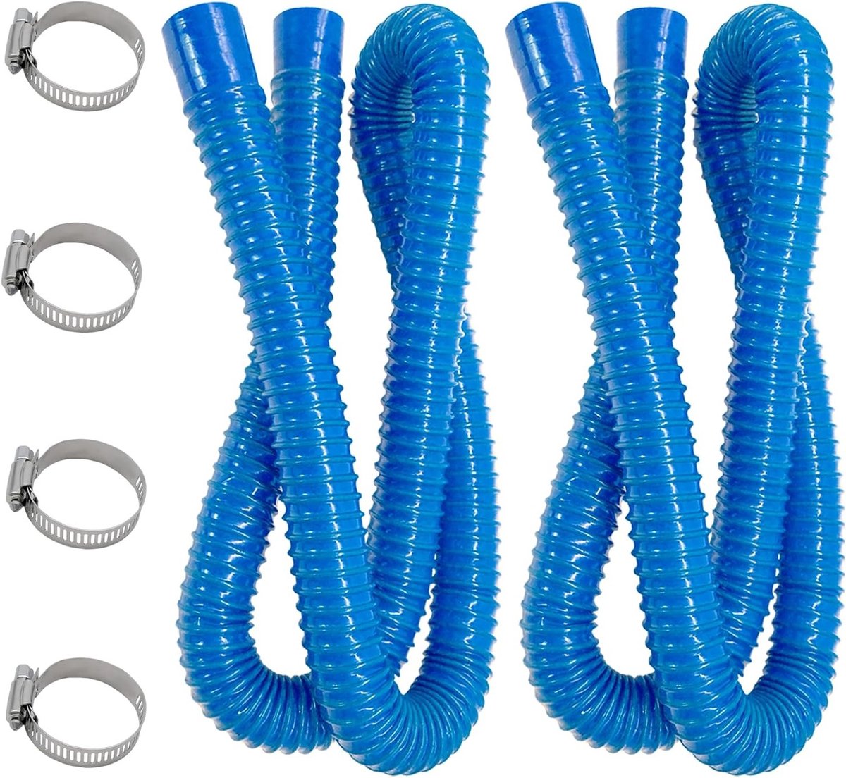 Set van 2 PE Slangen van 150 cm met 4 Slangklemmen voor Filterpomp, Boven Grond Zwembad en Tuinzwembad - 32mm Slang voor Optimaal Waterbeheer