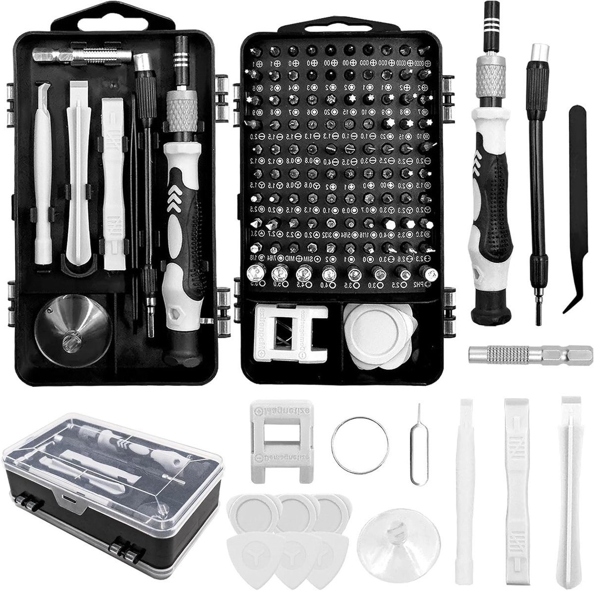 Precisie Schroevendraaierset 115-in-1 voor Elektronische Reparatie en DIY Klussen, Geschikt voor Smartphones, Laptops en Horloges met CRV Stalen Koppen