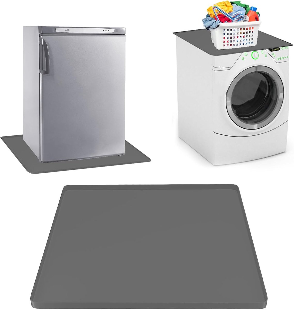 SnelShoppen - Drip Tray Wasmachine, Koelkastmat 60 x 60 cm, Silicone, Antislip met Verhoogde Rand, Herbruikbare Vloerbescherming voor Koelkast, Vrieze