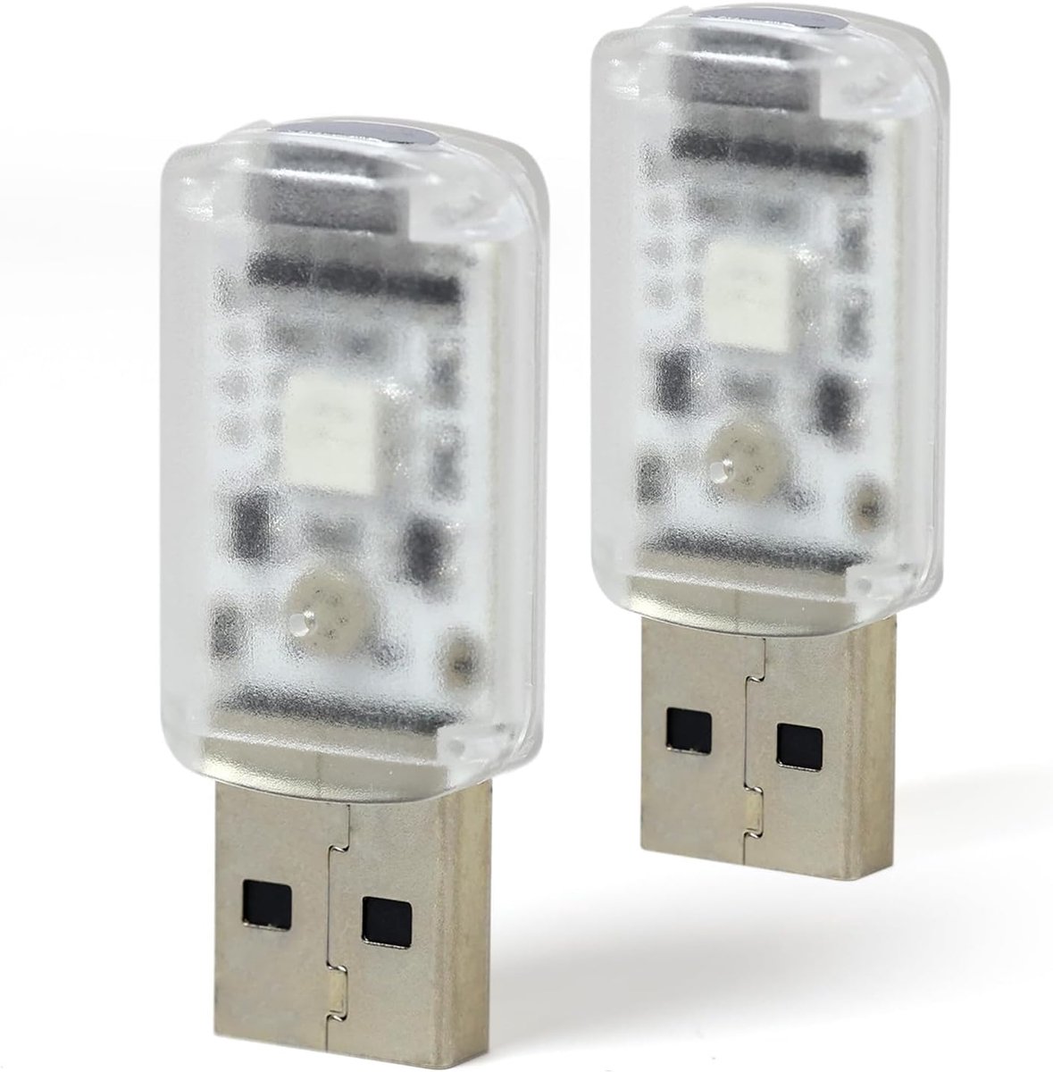 SnelShoppen - 2 Stuks Mini Auto Interieur Atmosfeer Lampen, 7-Kleurige LED Verlichting met Muziek Synchronisatie, Perfect voor Feesten, Thuis en Auto