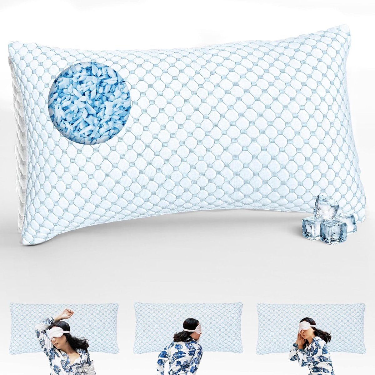 SnelShoppen - Memory Foam Kussen 40 x 80 cm, Ergonomisch Gel Kussen voor Zijslapers, Verwijderbare Hoes, Comfortabel en Ondersteunend