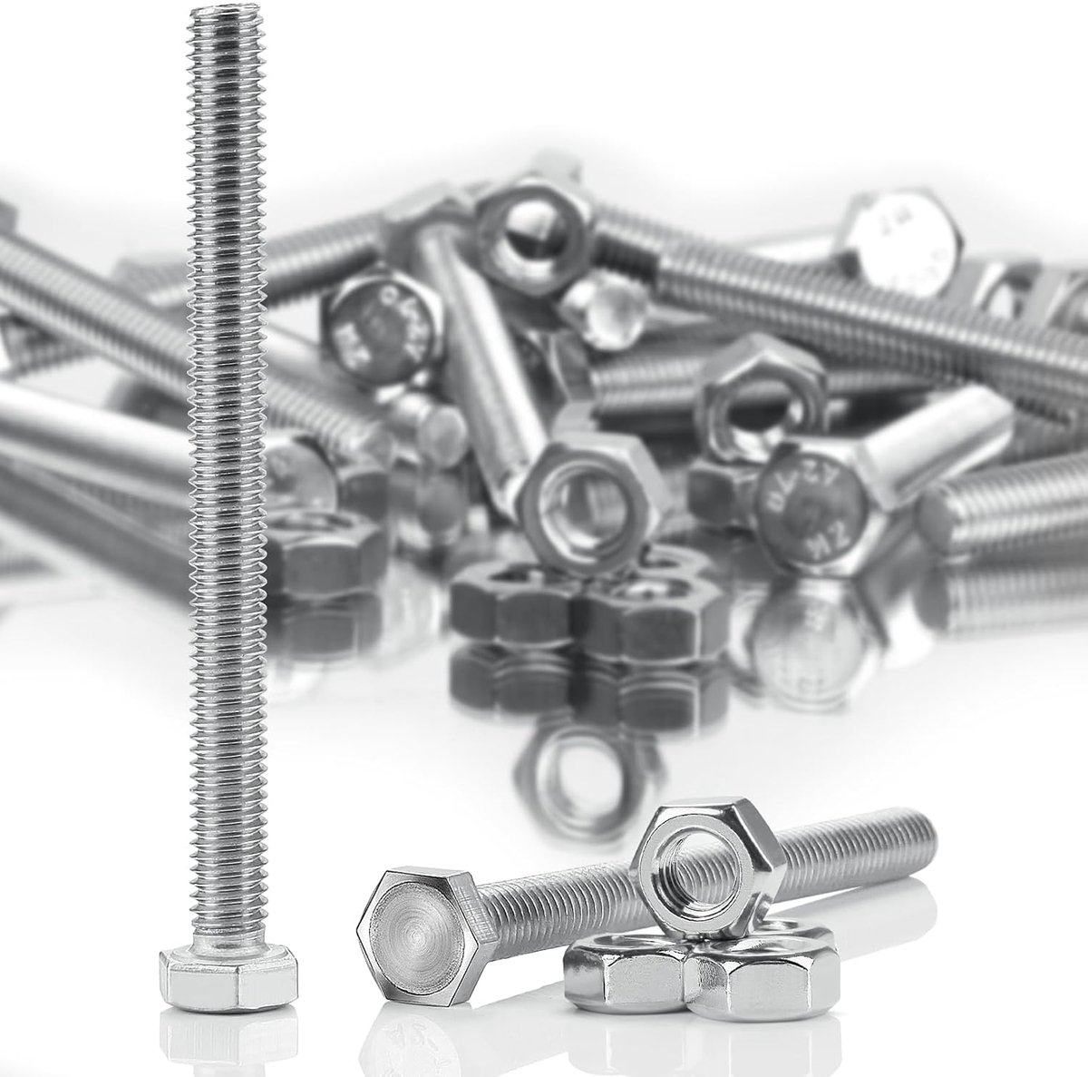 SnelShoppen - Hex Schroeven M8 x 120mm Set - RVS DIN 933/ISO 4017 - Roestvrij Stalen Bouten met Moeren - 8 Sets - Volledige Draad - Voor Bouw en Kluss