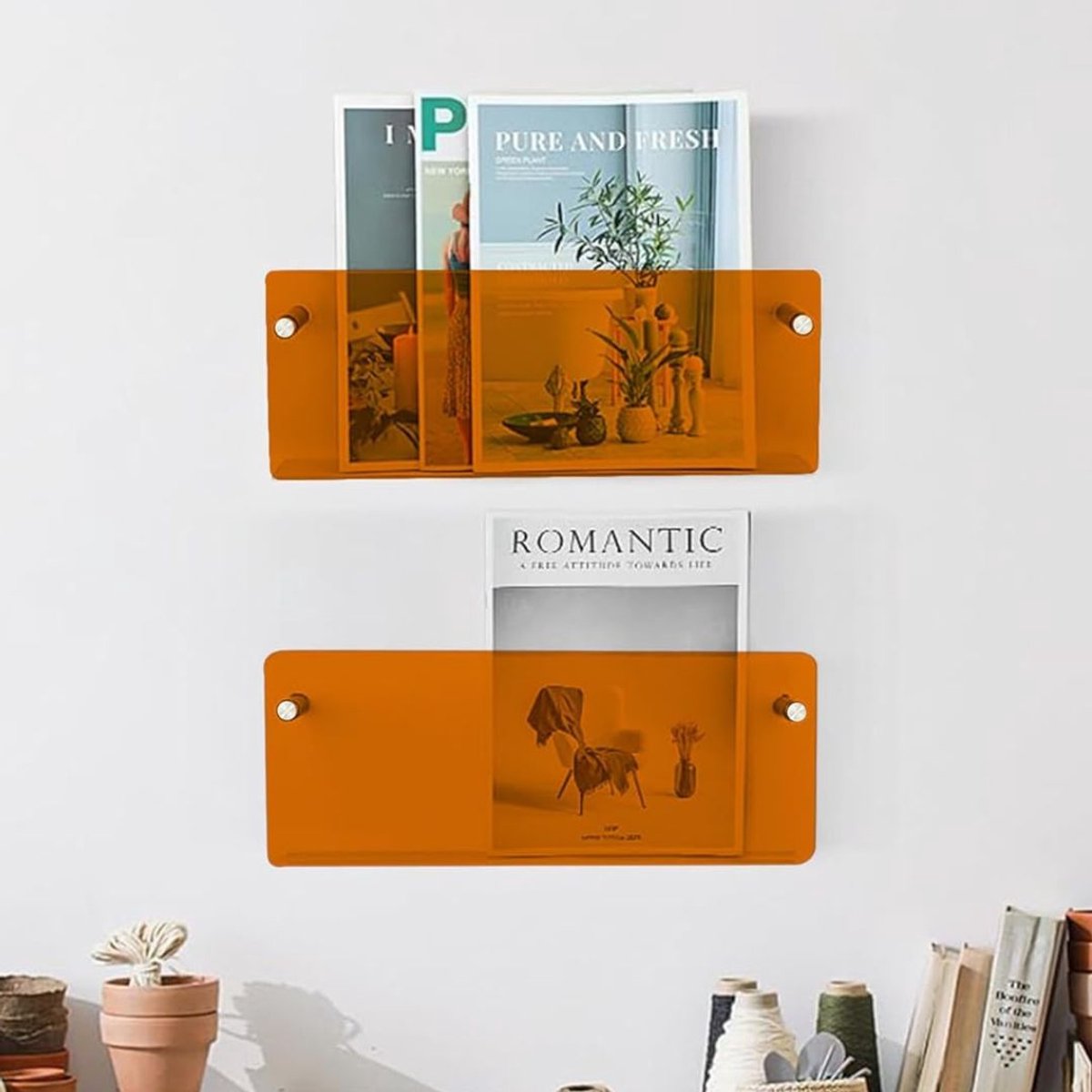 Krantenstandaard - Tijdschriftenhouder - Opbergen Magazines -Oranje