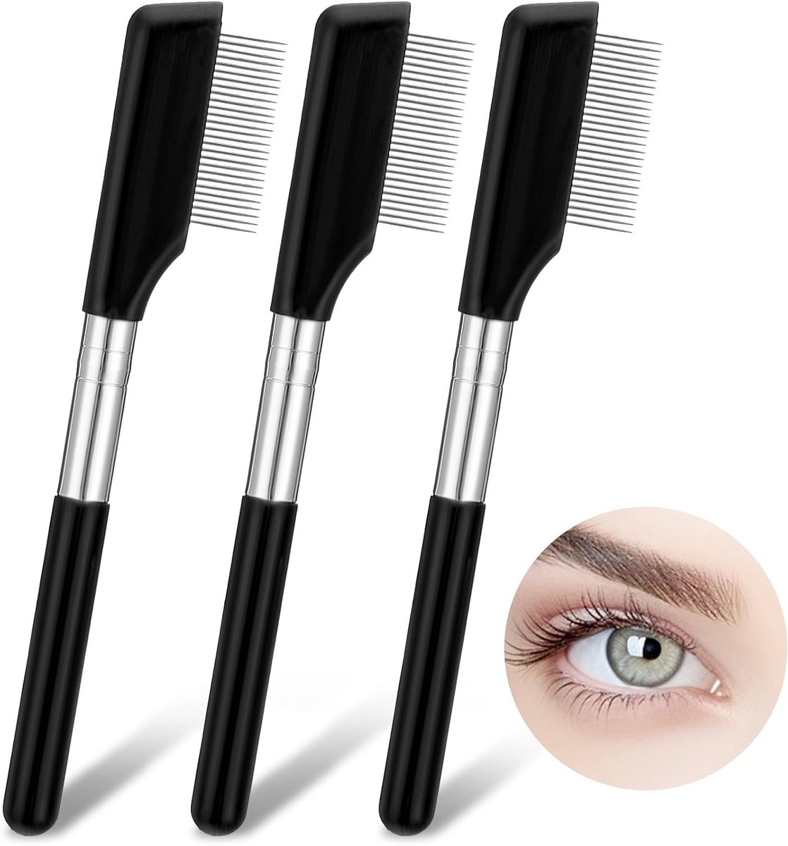 3-delige set voor wimperverzorging, wimperscheiding en wenkbrauwstyling, ideaal voor het verwijderen van klonters en het creëren van een perfecte oogmake-up look