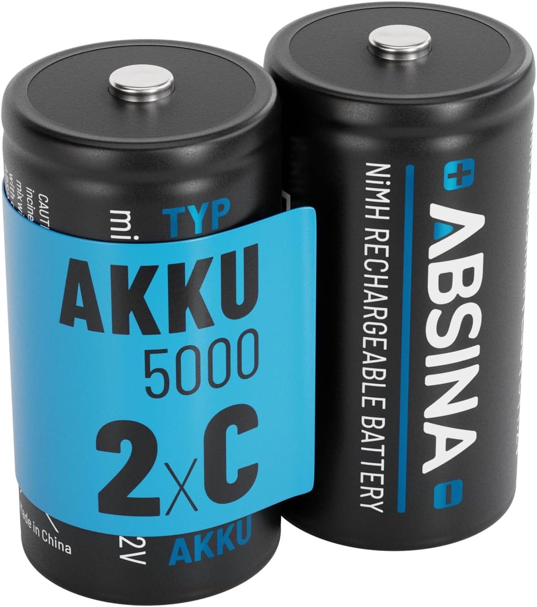 SnelShoppen - 2x C Batterijen LR14 Oplaadbaar 5000mAh NiMH met Lage Zelfontlading - Ideaal voor Speelgoed, Flitsers, Camera's en Meer