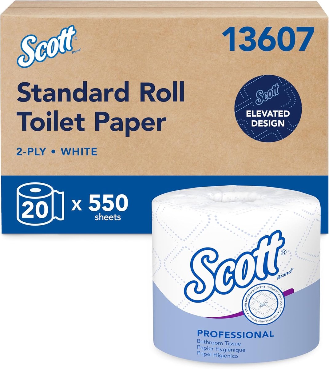 SnelShoppen - Toiletpapier 2-laags, 20 Rollen, 550 Vellen/Rol, Wit, Individueel Ingewikkeld, Geschikt voor Thuis en Kantoor
