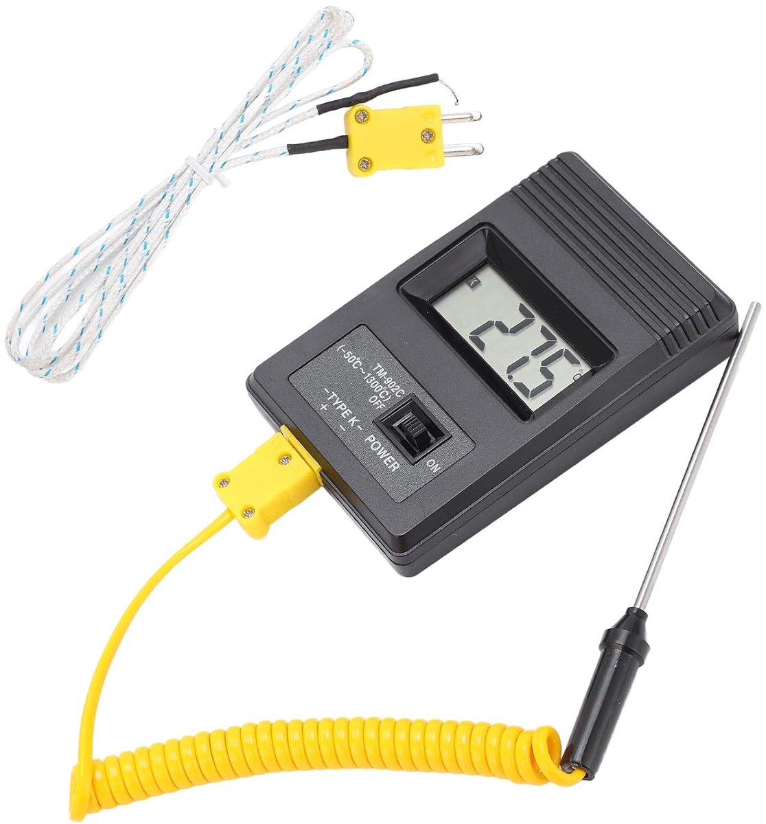 SnelShoppen - Digitale K-type Thermokoppel Thermometer met Temperatuursonde, Industriële LCD Display voor Gas en Vloeistof Metingen, Draagbaar en Lich