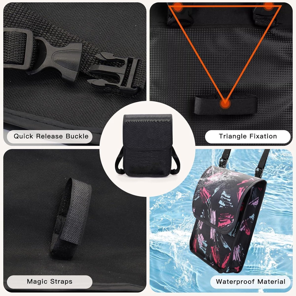 SnelShoppen - Waterproof Fietstas voor Stuur, Dubbele Opbergruimte, Stereoscopisch Design, Ideaal voor Fietsen, Cat Afbeelding, Oxford Stof, Fietsacce